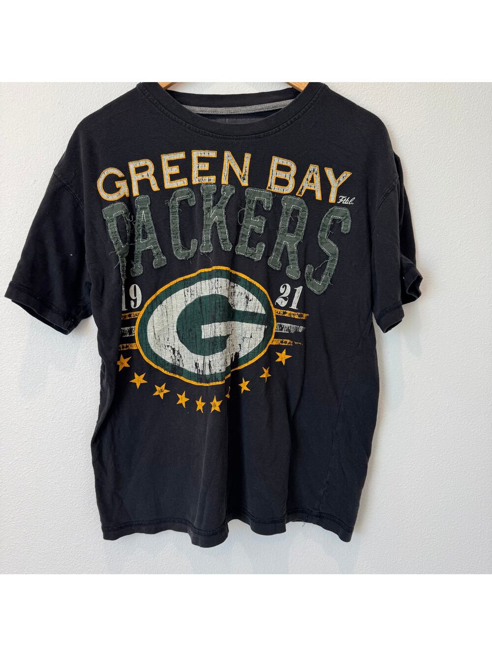 Green Bay Packers Y2K T-Shirt NFL Football Black Team Apparel Tee Med